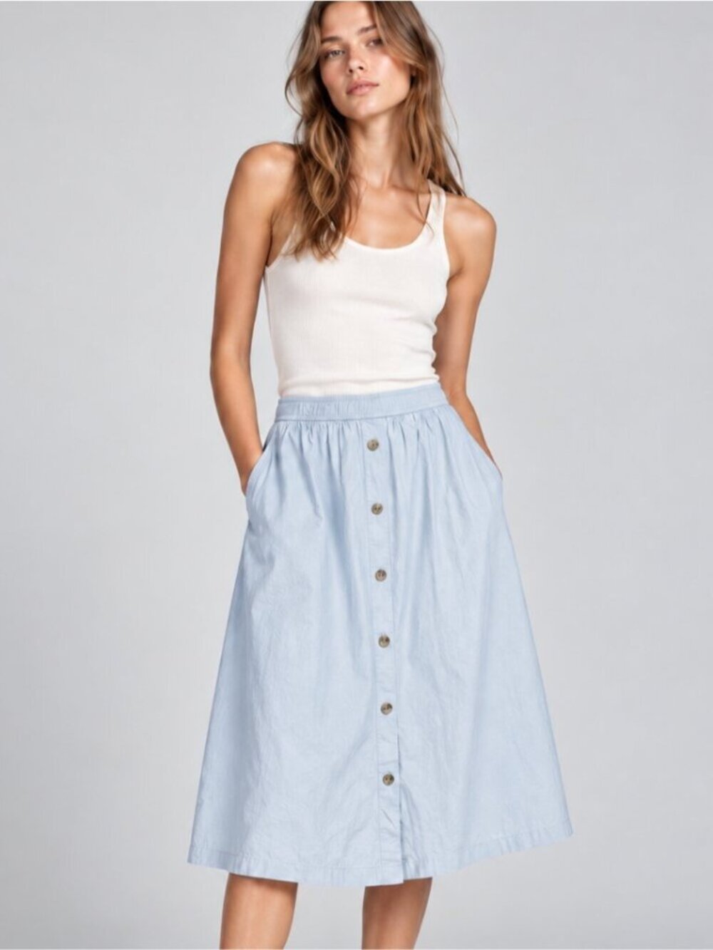 Joe Fresh Button Front Midi Skirt